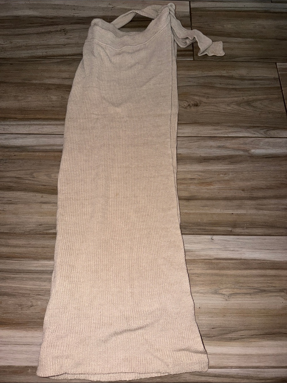Free People Beach cover up Tie-Waist sweater Maxi Skirt in Light Beige